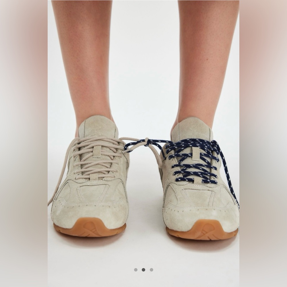 Jeffrey Campbell “Kai” trainers in gray suede.